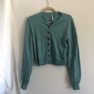 FREE PEOPLE - TEAL CARDIGAN